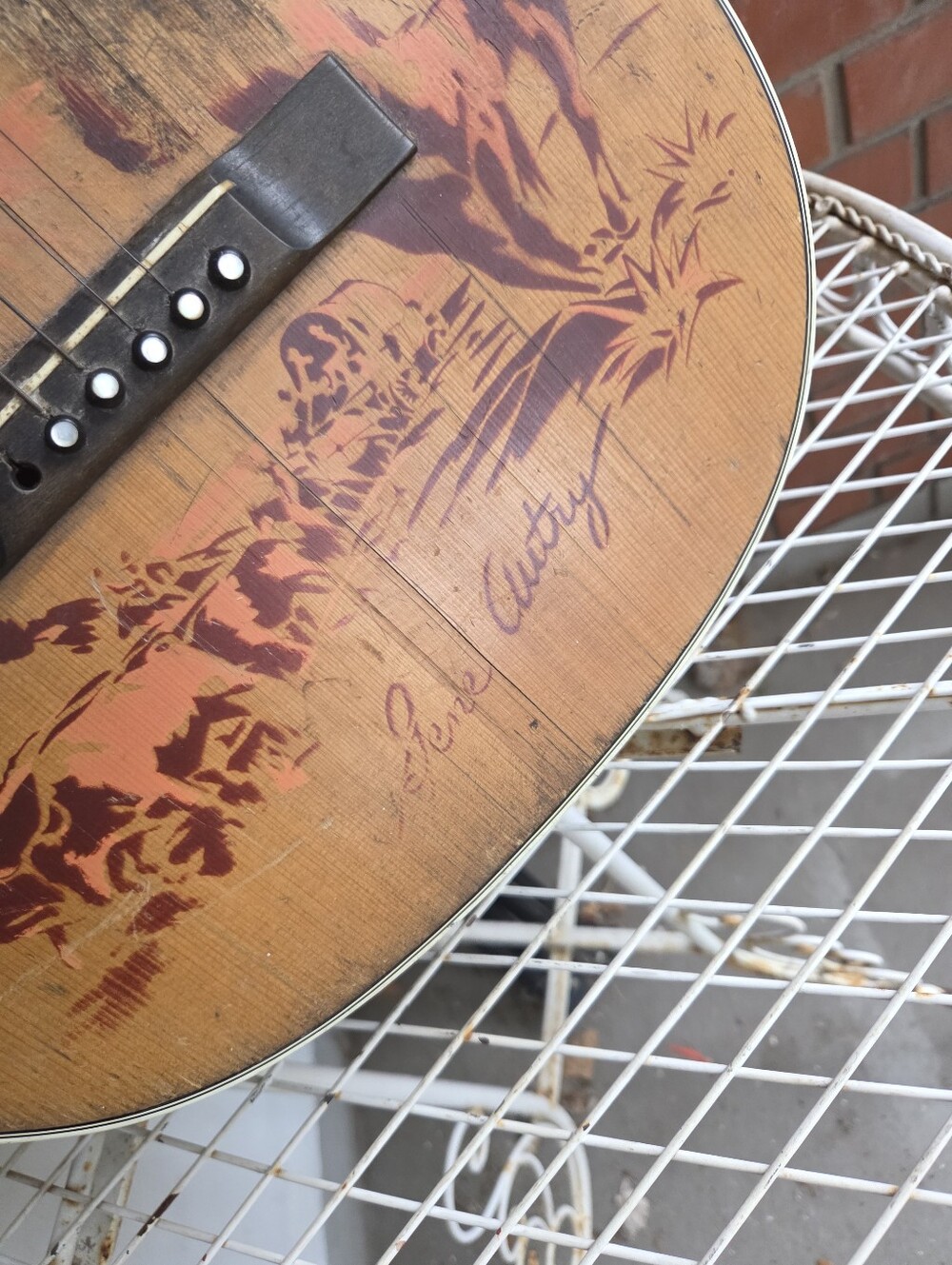 Vintage 1937 Supertone Gene Autry "Round-Up" Parlor Guitar - Rare Stencil - Picture 7 of 11